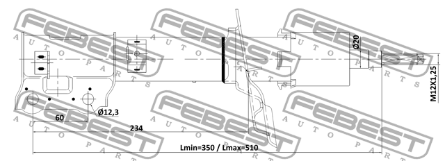 Амортизатор передний правый GAS.TWIN TUBE 12110-005FR 12110-005FR FEBEST