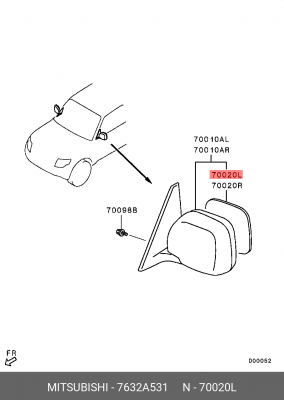 стекло левого зеркала!\ Mitsubishi Montero 07> 7632A531 MITSUBISHI