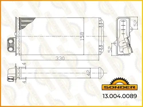 Радиатор отопителя Renault Premium 385, 340 (Nissens 73372) 130040089 SONDER