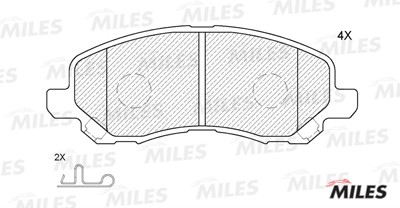 Колодки тормозные передние (без датчика) (Смесь Semi-Metallic) (MITSUBUSHI LANCE E100051 MILES