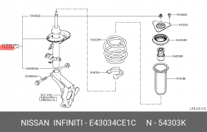 СТОЙКА АМОРТИЗАТОРНАЯ С ХОДОМ СЖАТИЯ 285 E4303-4CE1C E43034CE1C NISSAN