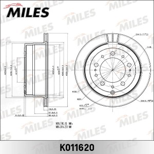 Диск тормозной задний TOYOTA LAND CRUISER J100 4.2-4.7 00-05/LEXUS LX470 02-07 ( K011620 MILES