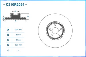 Тормозной диск передний левый C210R2094 C210R2094 CWORKS