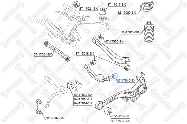 сайлентблок зад. рычага нижн. наруж.!\ Subaru Legacy B12 99-03 87-17019-SX STELLOX