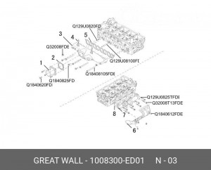 Прокладка коллектора HAVAL Wingle 7 выпускного OE 1008300-ED01 GREAT WALL