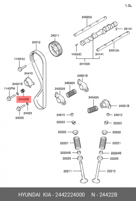 пружина натяжителя ремня!\ Hyundai Accent 1.3i/1.5i 94-02 2442224000 MOBIS
