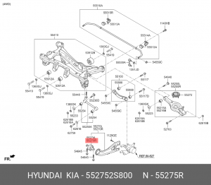 Сайлентблок HYUNDAI ix35 (10-) KIA Sportage (10-) рычага заднего продольного пра 55275-2S800 HYUNDAI KIA