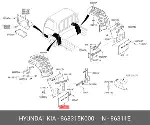 Брызговик HYUNDAI HD65,72,78 дв.D4AL/DB/DD/GA передний левый OE 868315K000 HYUNDAI KIA