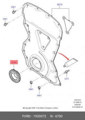 Сальник коленвала FORD Mondeo,Transit передний OE 1920072 FORD