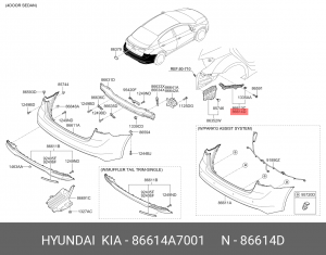 КУЗОВНОЙ КРОНШТЕЙН КРЕПЛЕНИЯ БАМПЕРА 86614A7001 HYUNDAI KIA