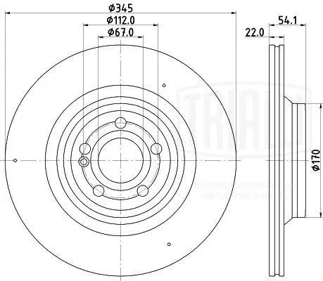 Диск торм. для а/м Mercedes GLE (V167/C167) (18-)/GLS (X167) (19-) зад. d345 (ок DF190441 TRIALLI