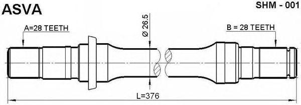 ПОЛУОСЬ ПРАВАЯ 28x28 MAZDA 626 91-97 [12] SHM001 SHM-001 ASVA