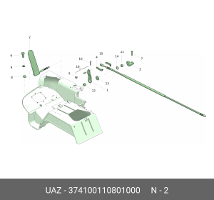 Педаль акселератора УАЗ-3741 дв.УМЗ-4213 инжектор (ОАО УАЗ) 374100110801000 UAZ UAZ