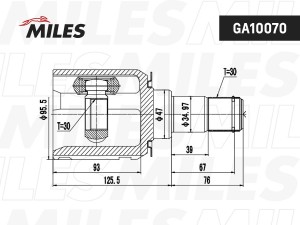 ШРУС внутренний Toyota 4Runner / LC Prado J120/J150 02- /Lexus GS460 (30X47X30)  GA10070 MILES
