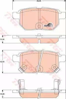 Колодки тормозные TOYOTA Auris,Corolla (07-) задние (4шт.) TRW GDB3454 TRW