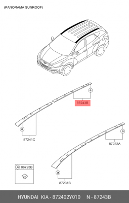 Молдинг крыши Hyundai ix35 задний правый 872402Y010 HYUNDAI KIA