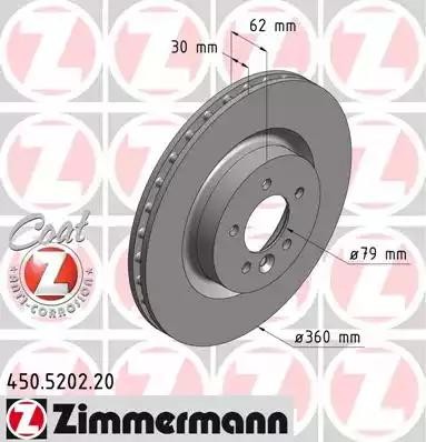 диск тормозной !перед. 360x30/62-5x120 \ Land Rover Range Rover Sport 4.2i 05> 450.5202.20 ZIMMERMANN