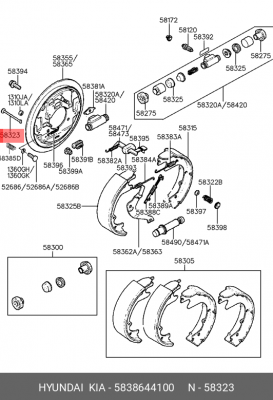 Ограничитель HYUNDAI Porter,Sonata (98-) механизма тормозного заднего OE 5838644100 HYUNDAI KIA