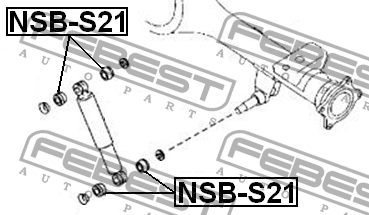 сайлентблок зад. амортизатора верхн.!\ Toyota Hi-Ace #H10#-#H184 89> NSB-S21 FEBEST