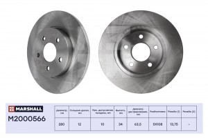 Тормозной диск задн. Ford Mondeo III 00- Jaguar X-Type 01- M2000566 M2000566 MARSHALL