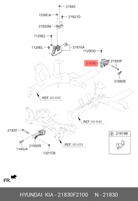 Опора двигателя HYUNDAI Elantra (16-),i30 (17-) левая OE 21830F2100 HYUNDAI KIA