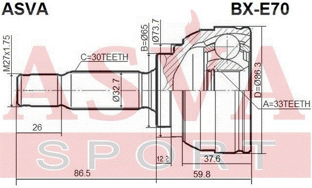 ШРУС НАРУЖНЫЙ 33x65x30 [12] BXE70 BX-E70 ASVA
