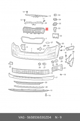 Решётка чёрный jet b 565853653GZD4 565853653GZD4 VAG