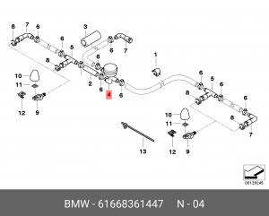 Тройник BMW 5 (E39),X5 (E53) шланга омывателя фар OE 61 66 8 361 447 BMW