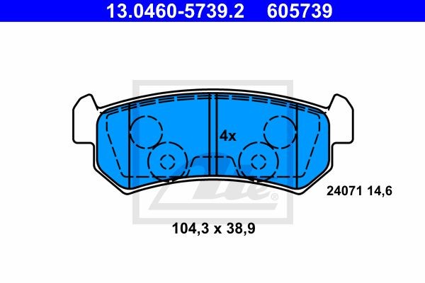 Комплект тормозных колодок 13.0460-5739.2 13.0460-5739.2 ATE