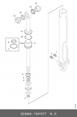 Ремкомплект цилиндра подъема кабины 1541977 SCANIA