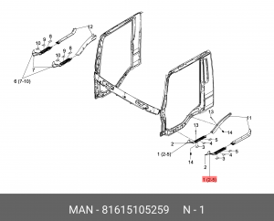 НАКЛАДКА ПОДНОЖ Л 81615105259 MAN