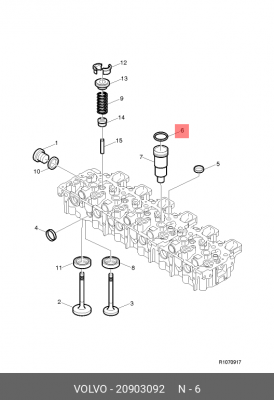 Кольцо уплотнительное стаканчика форсунки FL/FE VOLVO 20903092 VOLVO