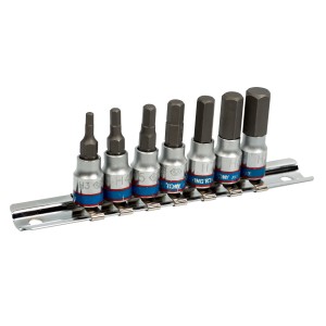 набор торцевых насадок! 1/4', Hex, 3-10 мм, L=37 мм, 7 предметов\ 2127PR KING TONY