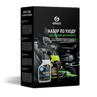 Набор для авто (очиститель салона, глянцевая полировка, влажные салфетки, микроф 800625 GRASS