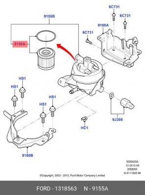 Фильтр топливный FORD Focus PEUGEOT 307,308,407 (TDI) OE 1318563 FORD