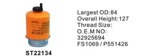 Фильтр топливный JCB 3CX,4CX (дв.DIESELMAX) (30 микрон) STAL ST22134 STAL