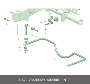 Стойка стабилизатора УАЗ-3163,2360 заднего в сборе (ОАО УАЗ) 236000291602000 UAZ UAZ