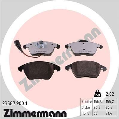 колодки дисковые !перед. 156x66x20 \ Audi A3 диск 15''/16'', VW Golf V 1.4-2.0TD 235879001 ZIMMERMANN