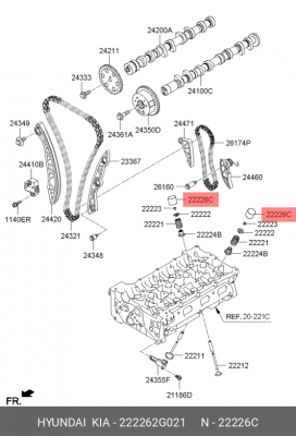 ТОЛКАТЕЛЬ HYUNDAI КЛАПАНА ДВИГАТЕЛЯ T=3.300 222262G021 MOBIS