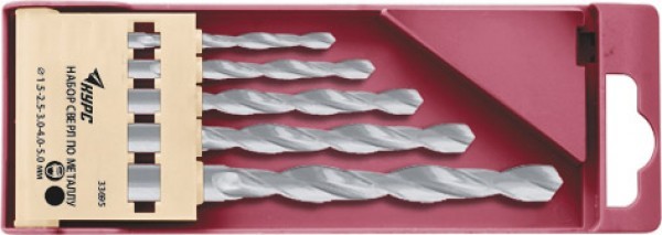 Набор сверл по металлу 1.5-5.0мм HSS (5шт.) КУРС 33695 KURS