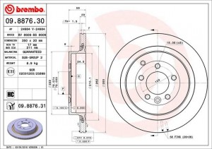 Диск тормозной 09.8876.31 09.8876.31 BREMBO