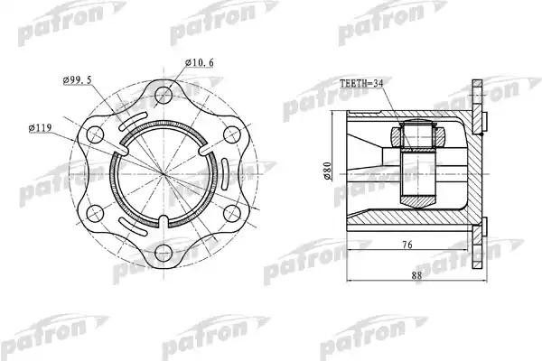 AUDI A3/SEAT LEON/SKODA OCTAVIA/VW PASSAT 34x108 PCV5004 PATRON