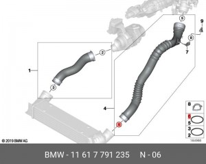 Профильное уплотнительное кольцо ! \BMW 1' E81, E82, E87, LCI, E88, 3' E46, E90, 11 61 7 791 235 BMW