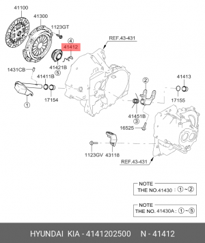 Фиксатор HYUNDAI i20 (08-) вилки сцепления OE 4141202500 HYUNDAI KIA