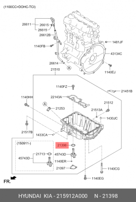 УПЛОТНИТЕЛЬНОЕ КОЛЬЦО ДАТЧИКА УРОВНЯ МАСЛА 21591-2A000 215912A000 HYUNDAI KIA