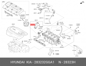Мотор HYUNDAI Santa Fe (15-) KIA Sorento (15-) (2.4) заслонки коллектора впускно 283232GGA1 HYUNDAI KIA