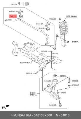 Втулка стабилизатора переднего 548133X500 HYUNDAI KIA