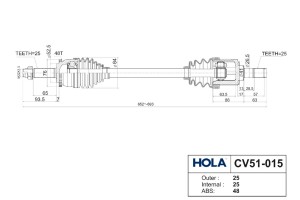 Вал приводной в сборе передний левый CV51-015 HOLA