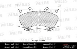 Колодки тормозные передние (Смесь Low-Metallic) TOYOTA HILUX 05- (TRW GDB3534) E E400501 MILES