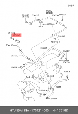 Прокладка HYUNDAI HD65,72,78,County маслопровода турбокомпрессора OE 1751214000 HYUNDAI KIA